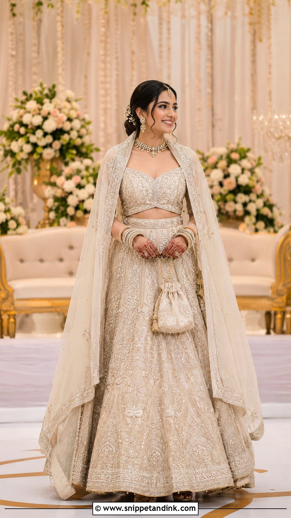 Low Veil Lengha Drape - Snippet and Ink - 20 Lengha Draping Styles