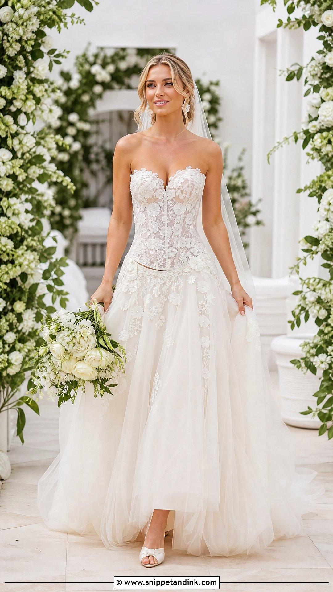 Low Waist Floral Wedding Dress - Snippet and Ink - 25 Low Waist Wedding Dress Ideas