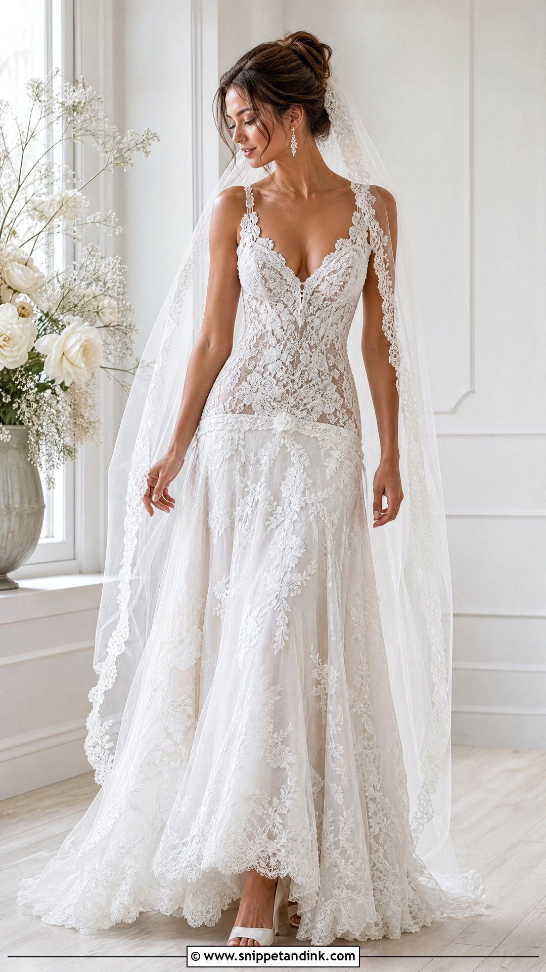 Low Waist Lace Wedding Dress - Snippet and Ink - 25 Low Waist Wedding Dress Ideas