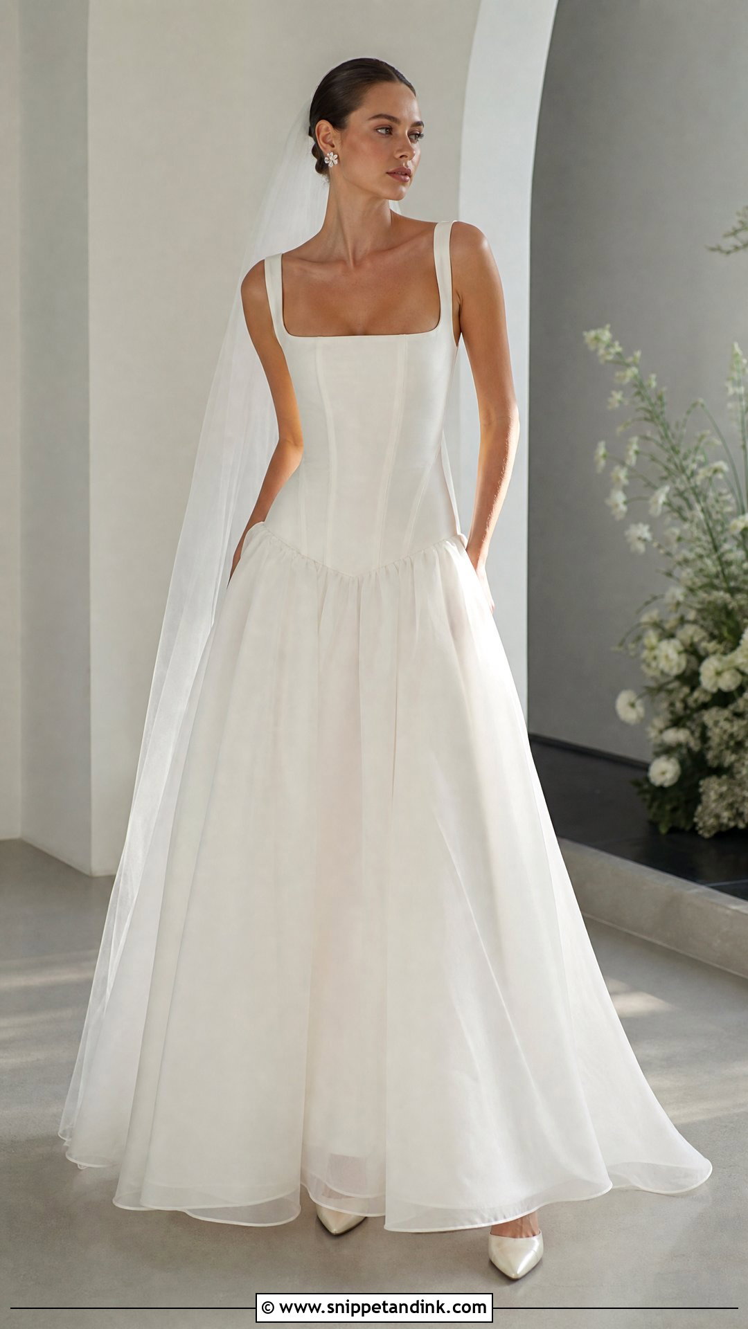 Low Waist Organza Wedding Dress - Snippet and Ink - 25 Low Waist Wedding Dress Ideas