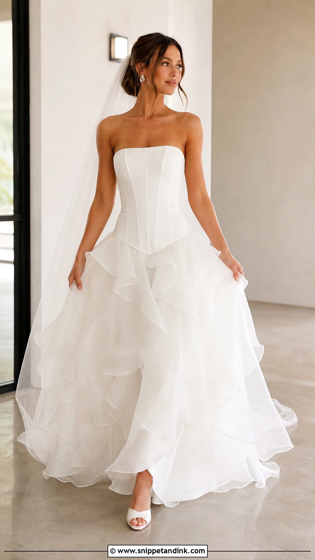 Low Waist Ruffle Wedding Dress - Snippet and Ink - 25 Low Waist Wedding Dress Ideas