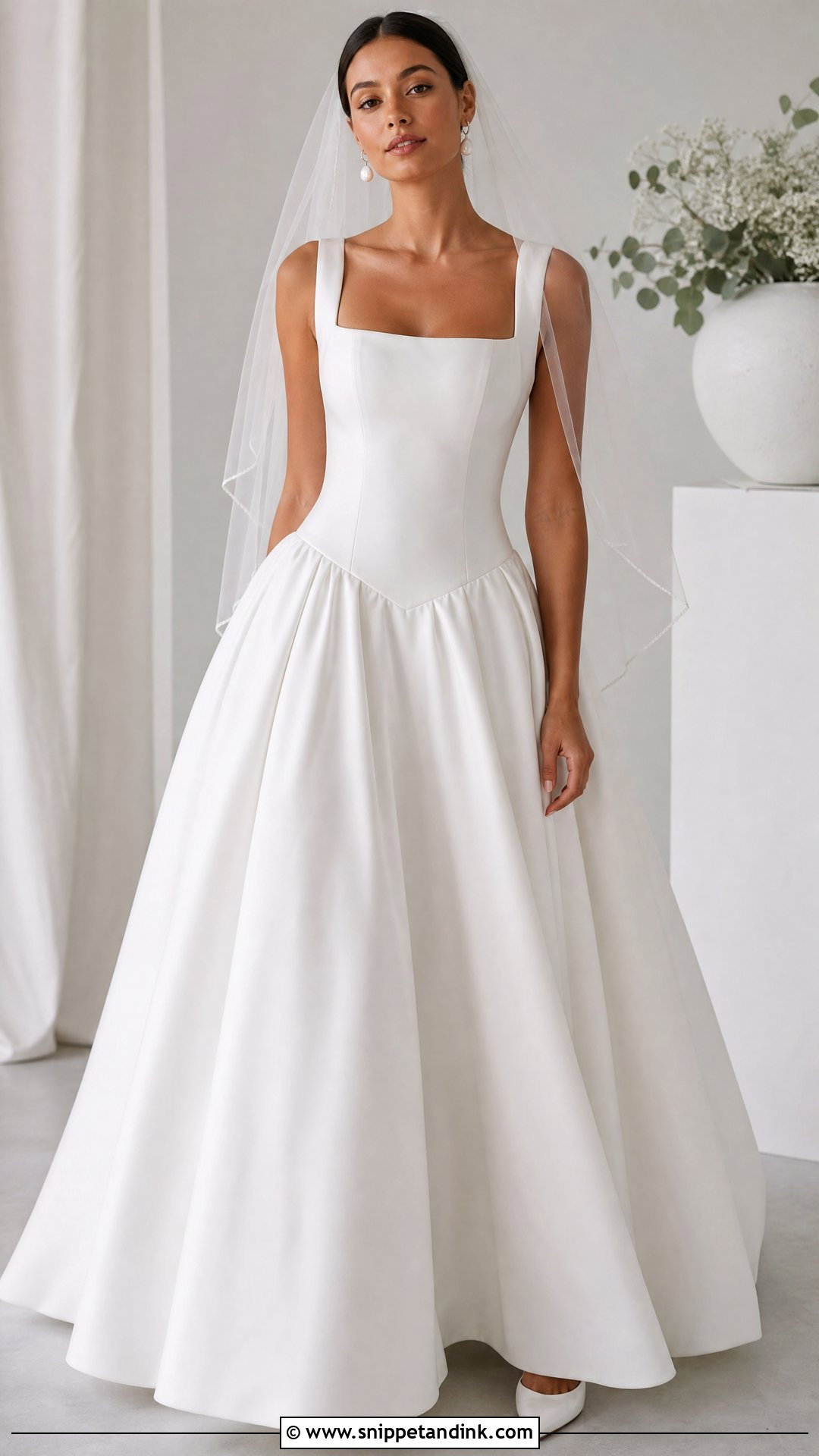 Low Waist Square Neck Wedding Dress - Snippet and Ink - 25 Low Waist Wedding Dress Ideas