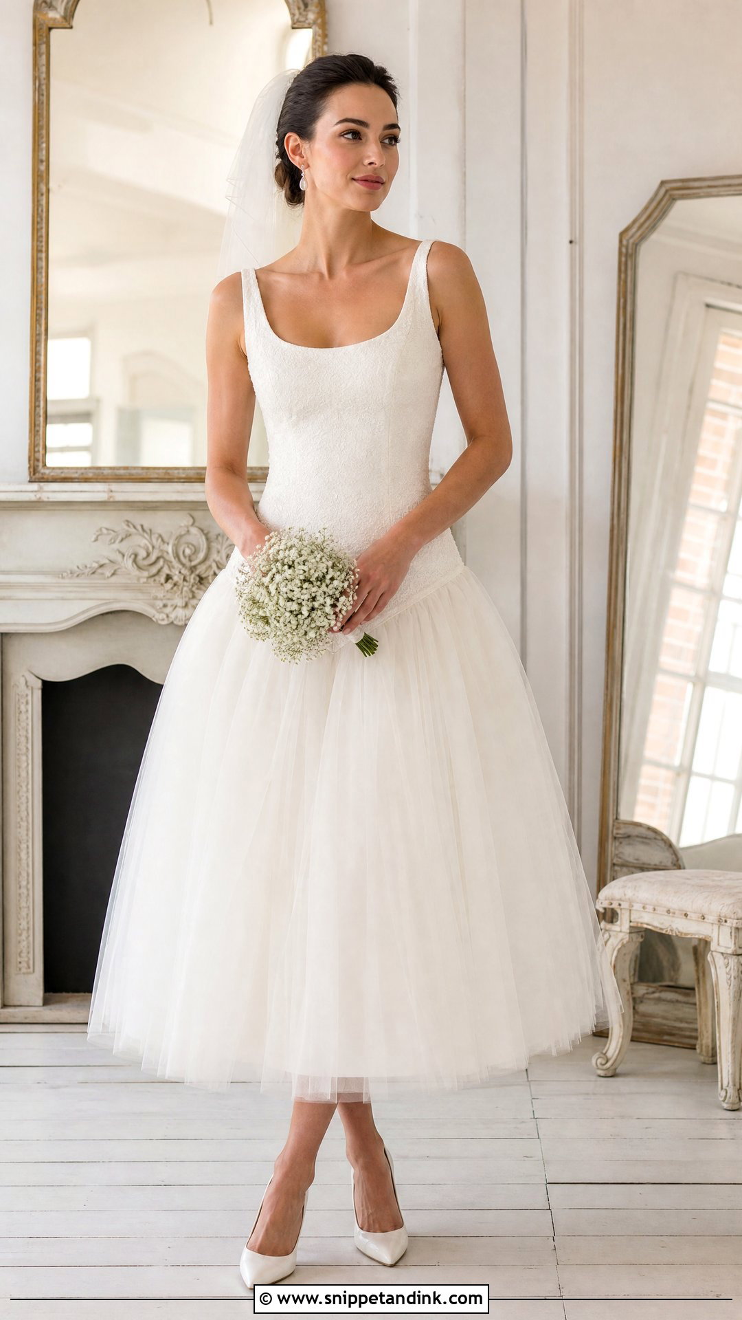 Low Waist Tea Length Wedding Dress - Snippet and Ink - 25 Low Waist Wedding Dress Ideas