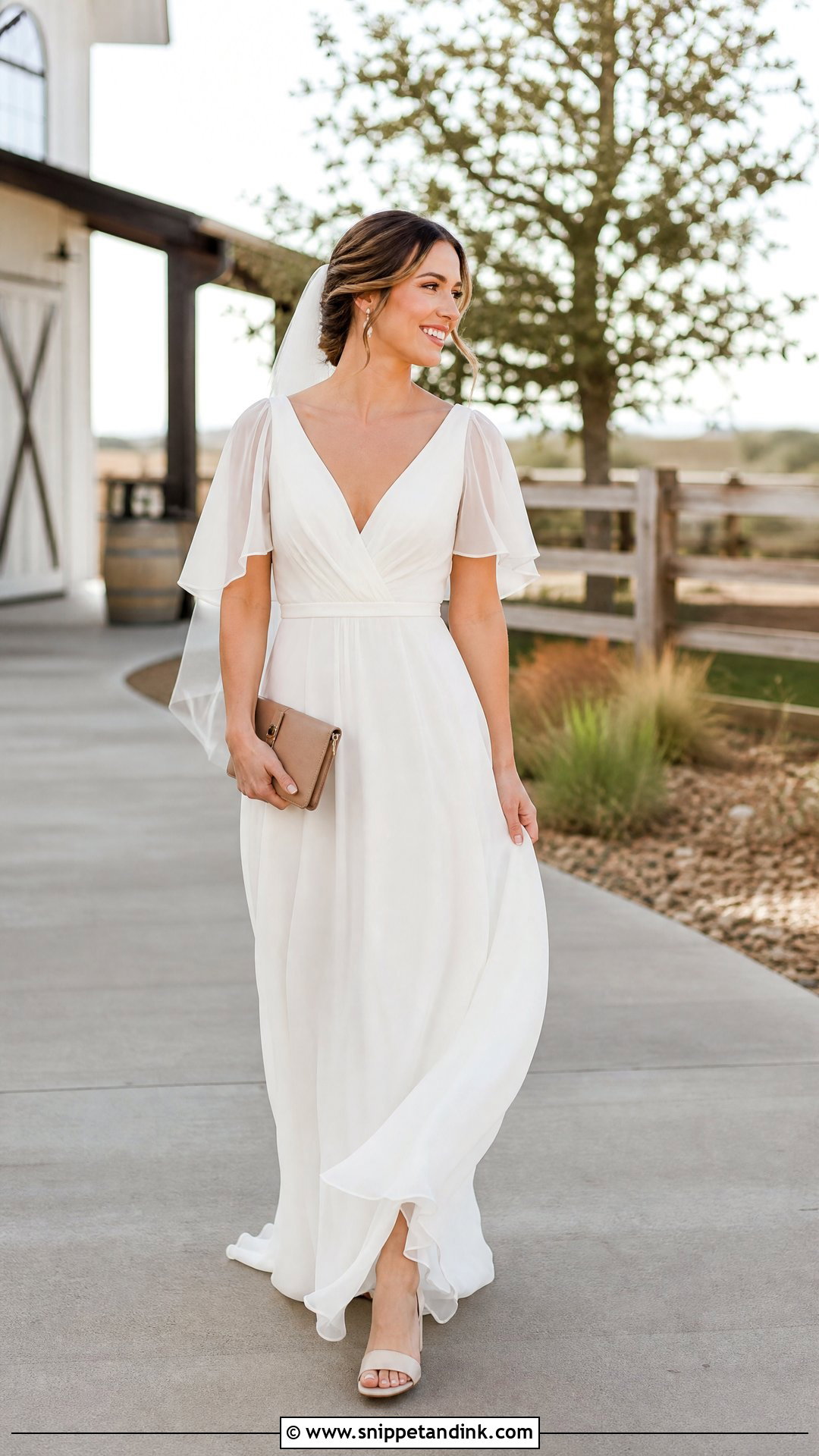 Low Western Block Heels With Chiffon Wedding Dress - Snippet and Ink - 20 Western Wedding Heels Ideas