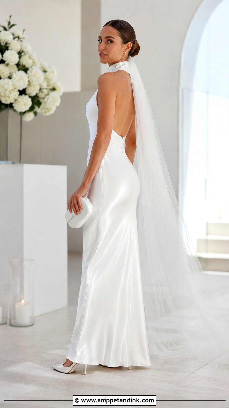 Lulus High Neck Satin Wedding Dress - Snippet and Ink - 20 Lulus Wedding Dress Ideas