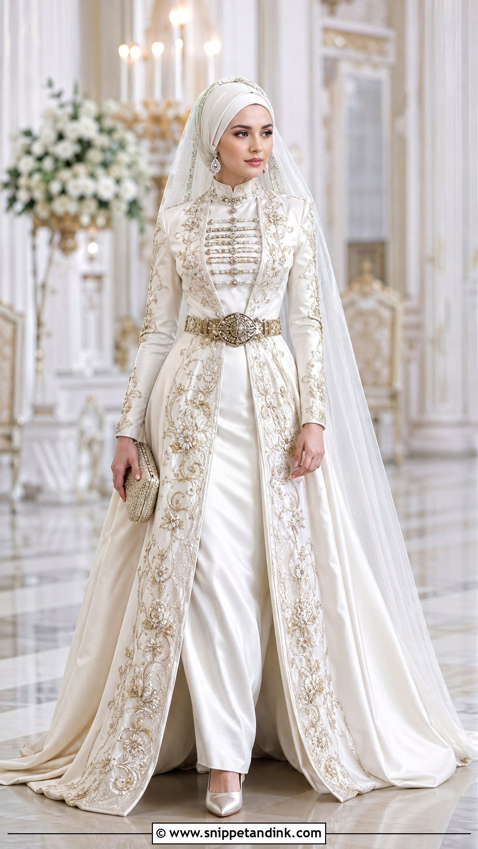 Luxury Chechen Wedding Dress With Hand Embroidery - Snippet and Ink - 20 Chechen Wedding Dresses