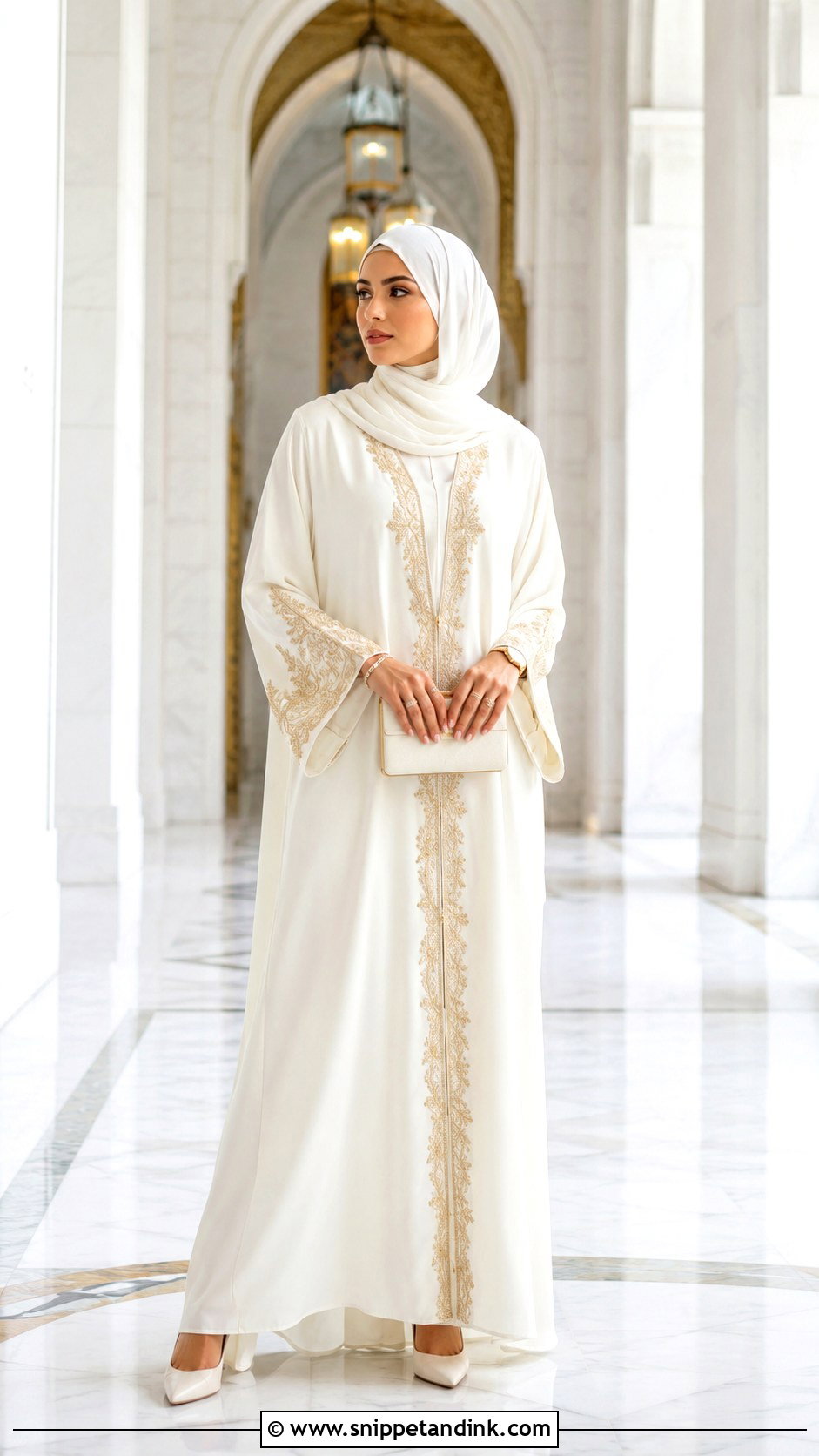 Luxury Nikkah Abaya With Embroidery - Snippet and Ink - 30 Islamic Nikkah Outfit Ideas