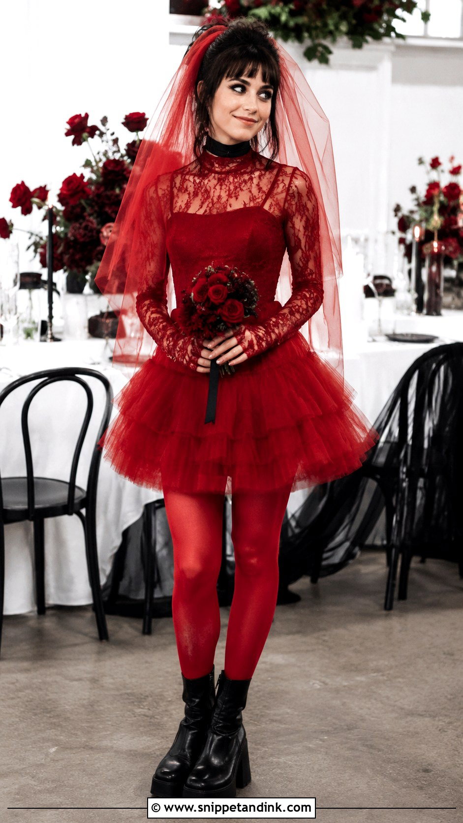 Lydia Deetz Red Mini Wedding Dress - Snippet and Ink - 20 Lydia Deetz Wedding Dress Ideas