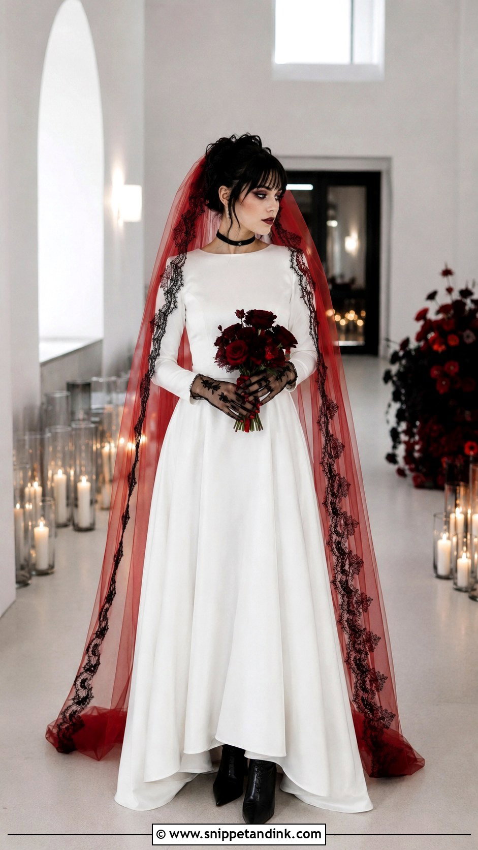 Lydia Deetz Wedding Dress With Red Veil - Snippet and Ink - 20 Lydia Deetz Wedding Dress Ideas