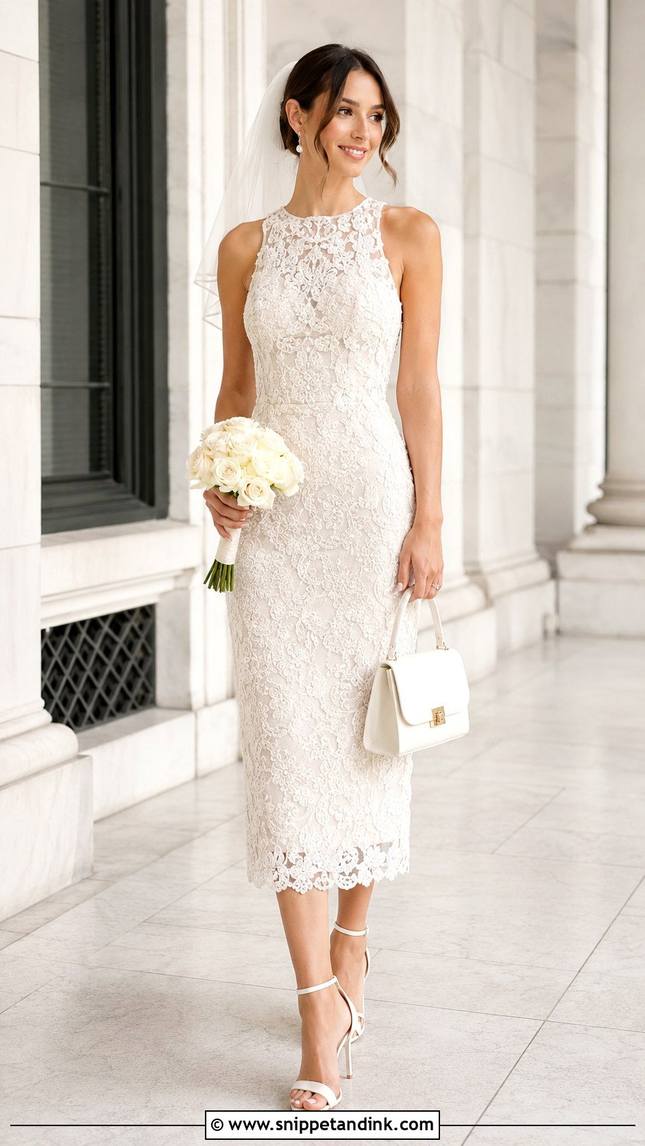 Mac Duggal Ivory Embellished Lace Sleeveless Midi Dress - Snippet and Ink - 20 Mac Duggal Wedding Dresses