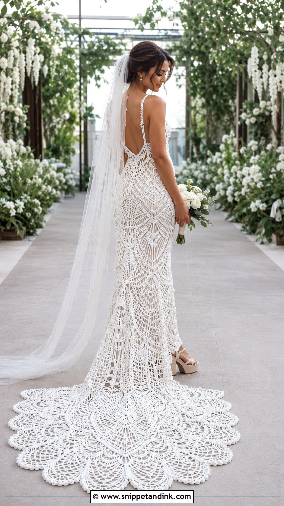 Macrame Wedding Dress With Train - Snippet and Ink - 20 Macrame Wedding Dress Ideas