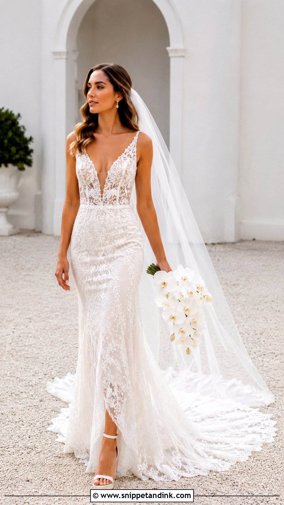 Made With Love Plunging Neckline Wedding Dress - Snippet and Ink - 20 Made with Love Wedding Dress Ideas