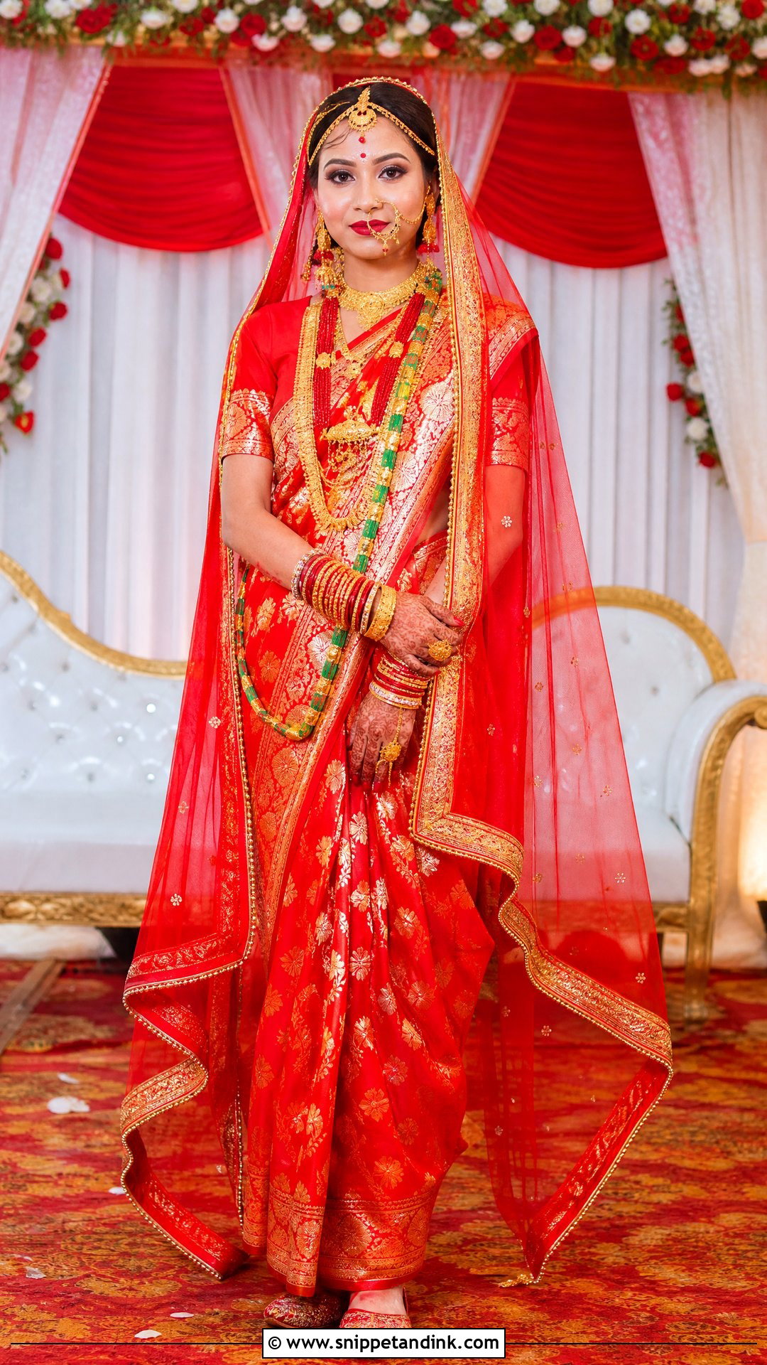 Madhesi Red Nepali Wedding Sari - Snippet and Ink - 25 Nepali Wedding Dress Ideas