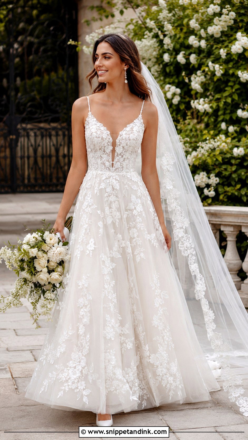 Madi Lane Floral A Line Wedding Dress - Snippet and Ink - 20 Madi Lane Bridal Ideas