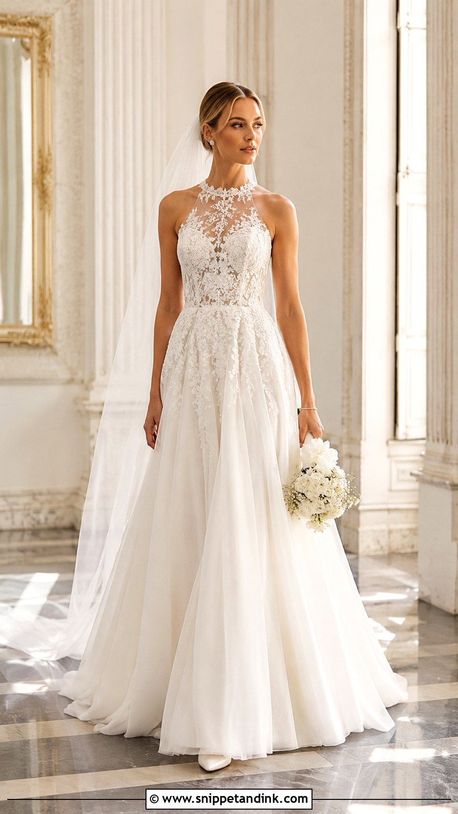 Madi Lane High Neck Lace Wedding Dress - Snippet and Ink - 20 Madi Lane Wedding Dress Ideas