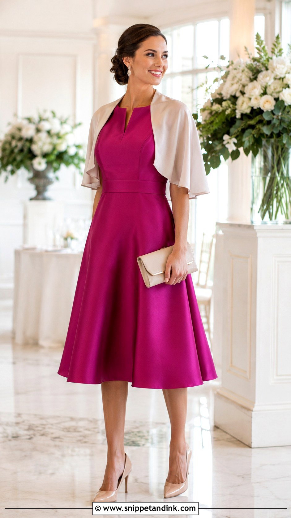 Magenta A Line Dress Wedding Outfit - Snippet and Ink - 25 Magenta Dress Outfit Wedding Ideas
