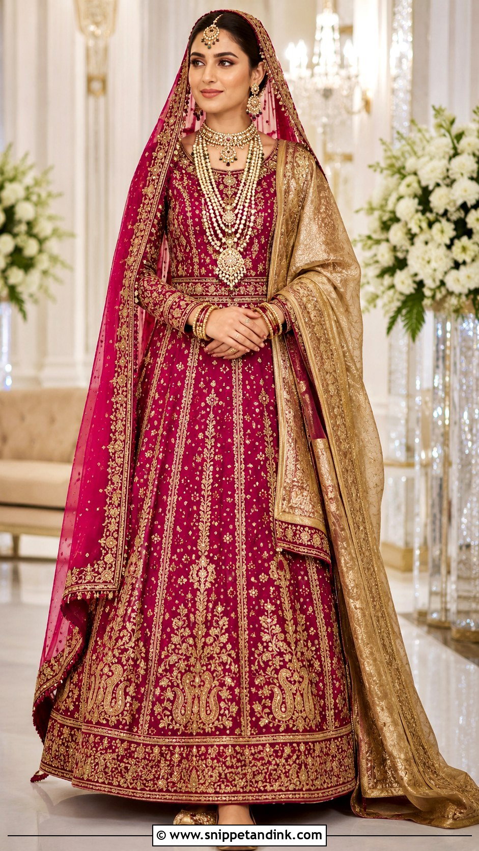 Magenta And Gold Barat Lehnga - Snippet and Ink - 20 Barat Lehnga Pakistani Bridal Ideas