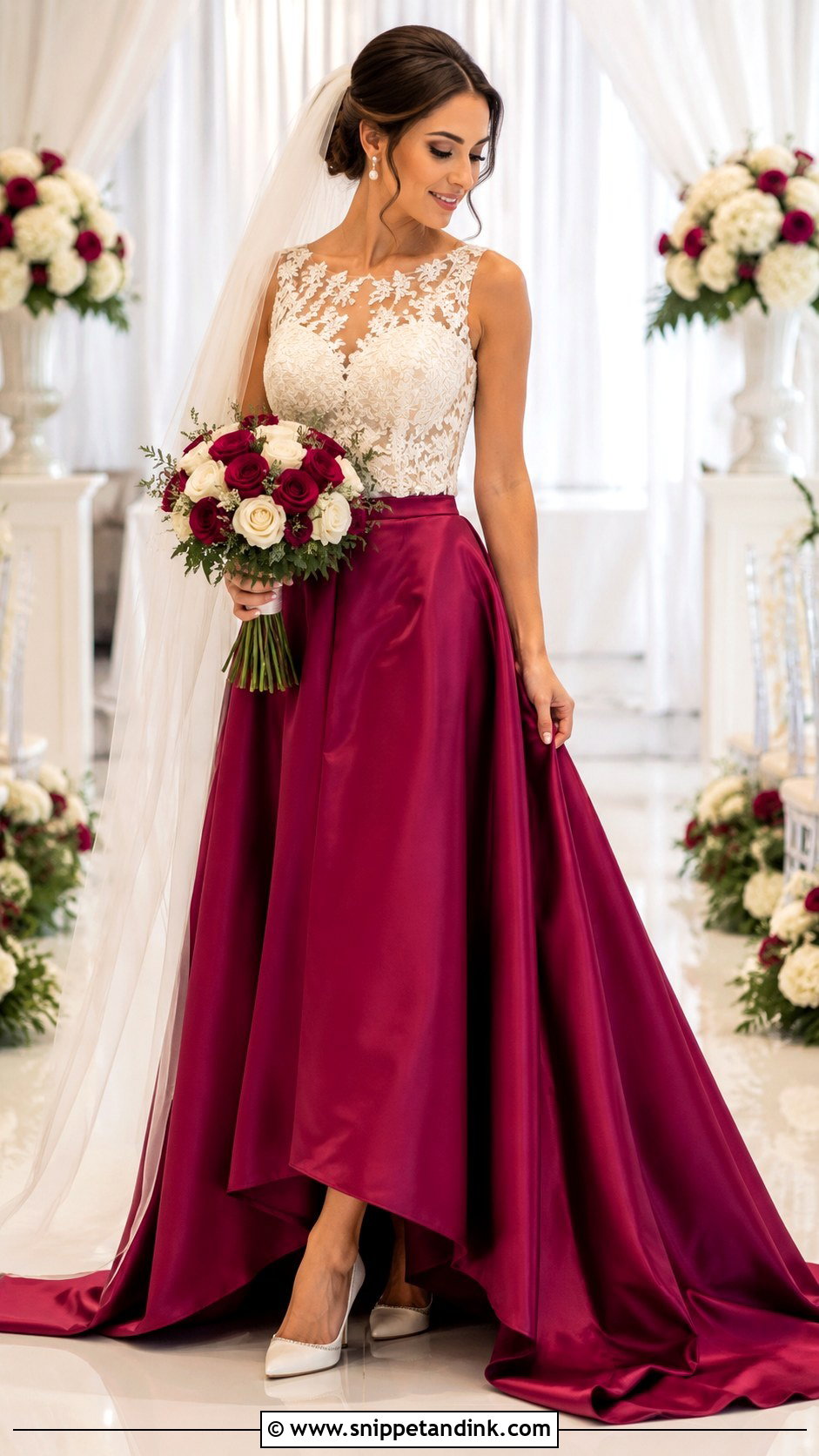 Magenta And Ivory Wedding Dress - Snippet and Ink - 20 Magenta Wedding Dress Ideas