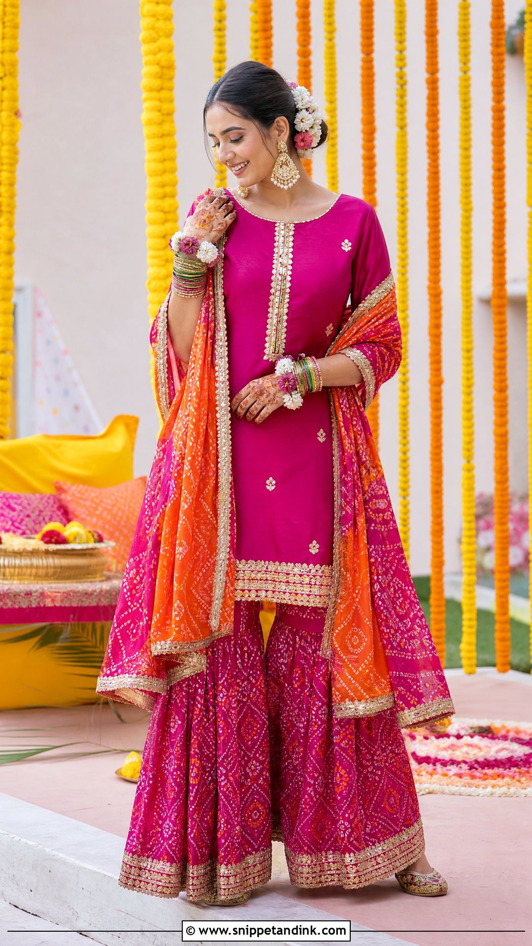 Magenta Bandhani Bridal Sharara Suit - Snippet and Ink - 20 Bridal Sharara Suit Ideas