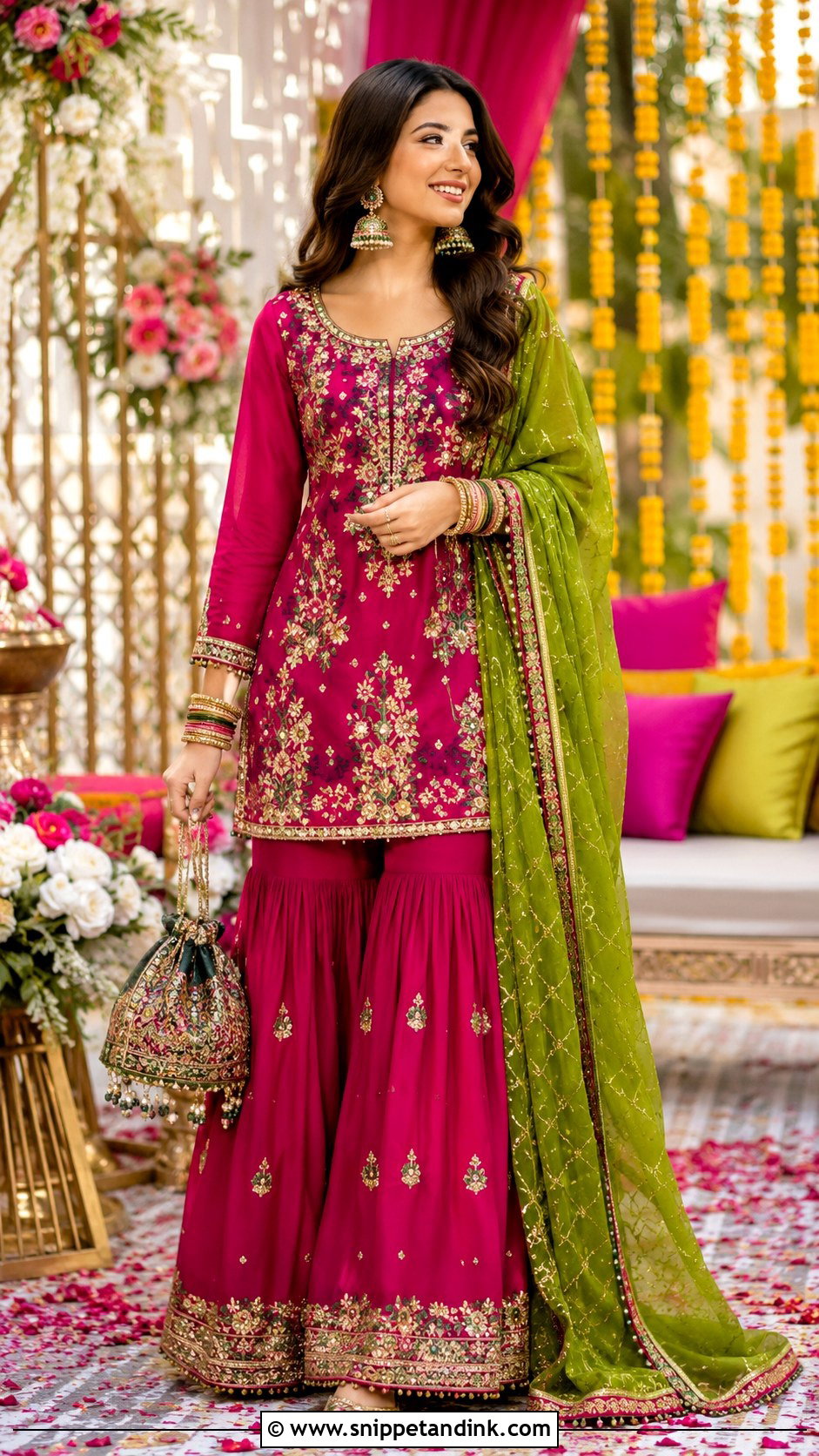 Magenta Gharara Outfit - Snippet and Ink - 30 Pakistani Wedding Outfits Sisters