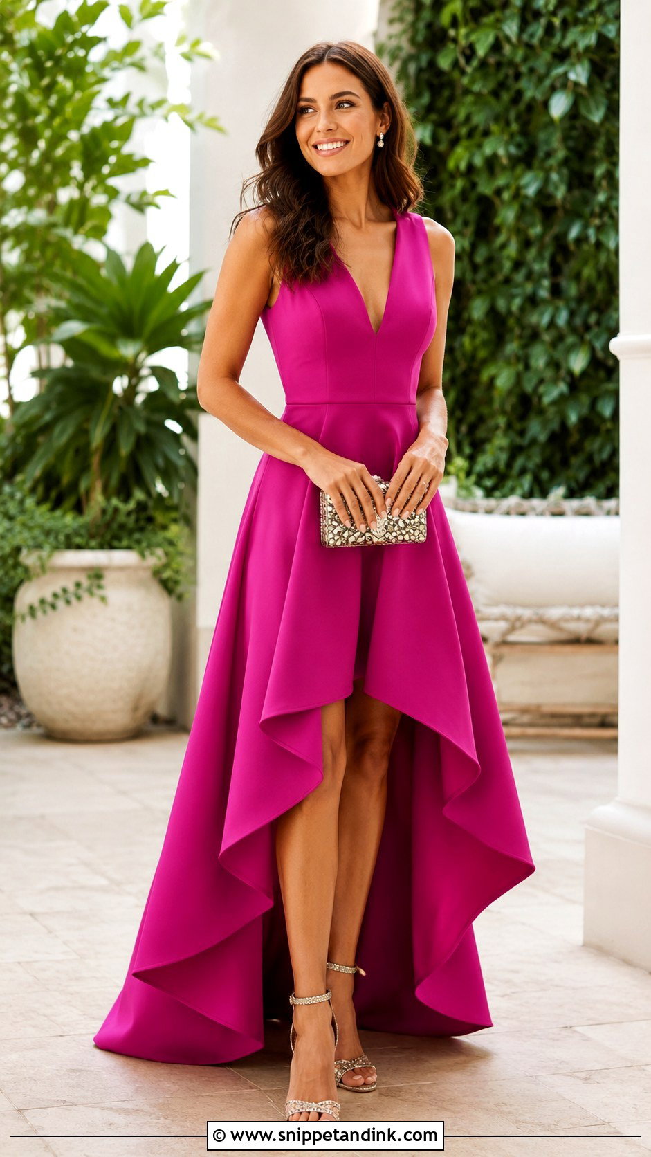 Magenta High Low Dress Wedding Outfit - Snippet and Ink - 25 Magenta Dress Outfit Wedding Ideas
