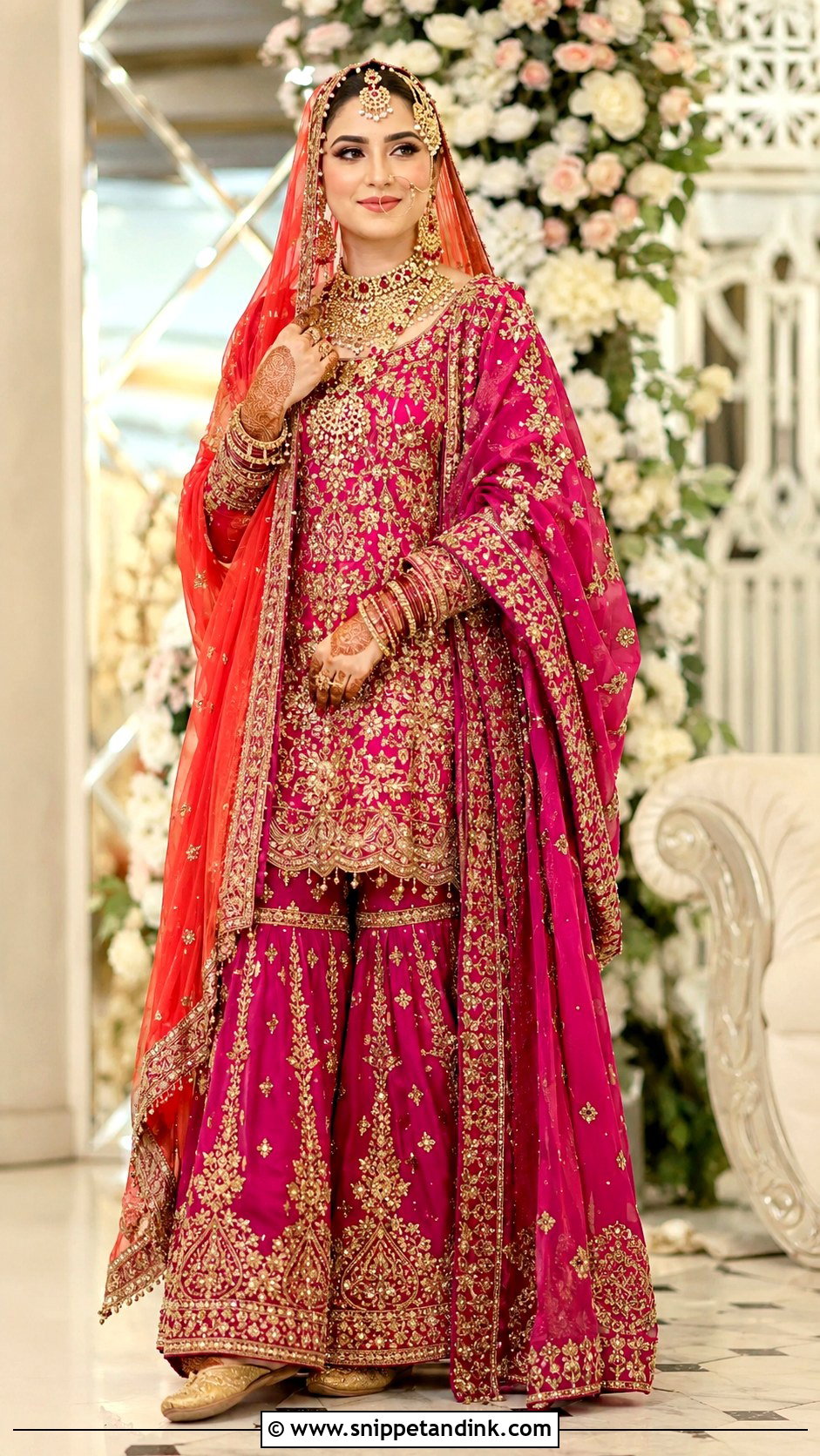 Magenta Kashees Bridal Gharara - Snippet and Ink - 20 Kashees Bridal Dresses