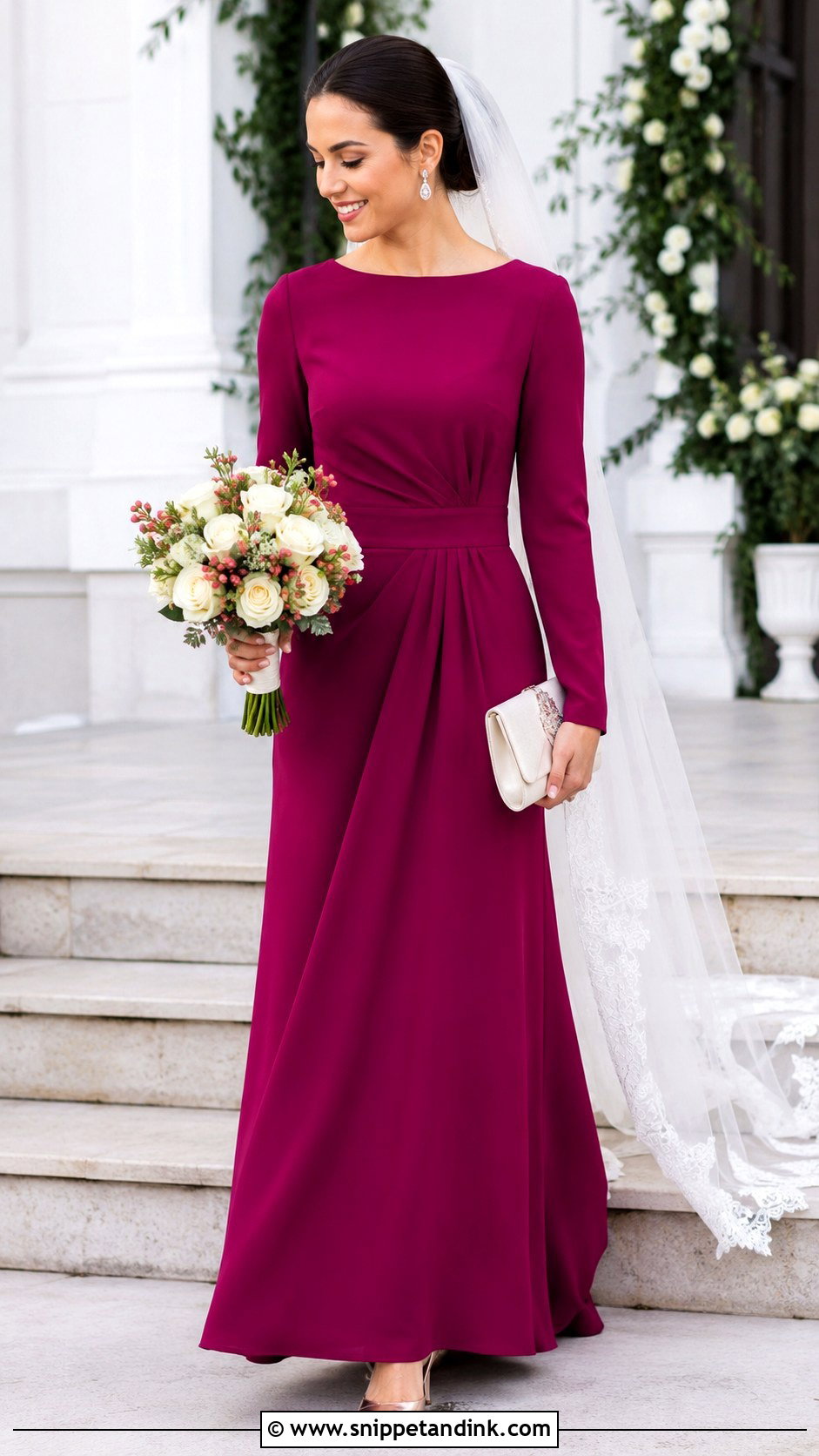 Magenta Long Sleeve Wedding Dress - Snippet and Ink - 20 Magenta Wedding Dress Ideas