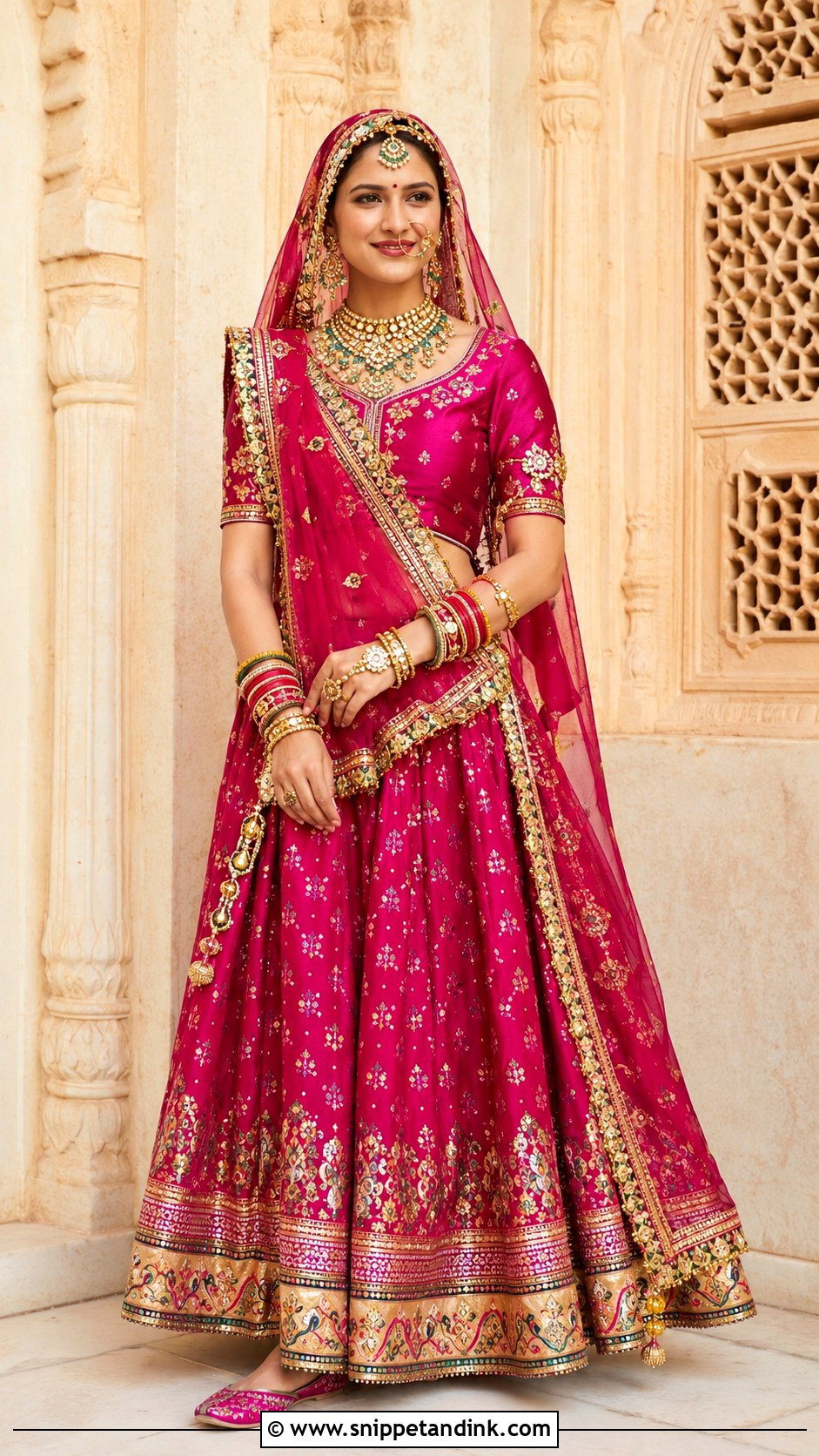 Magenta Meenakari Rajput Bridal Poshak - Snippet and Ink - 20 Royal Rajput Bride Ideas