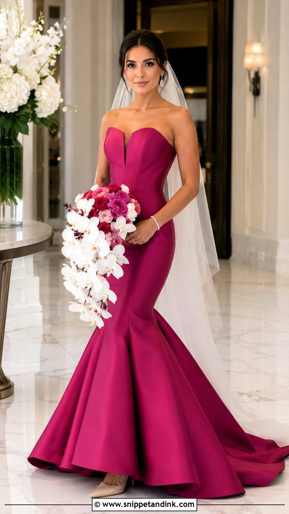 Magenta Mermaid Wedding Dress - Snippet and Ink - 20 Magenta Wedding Dress Ideas