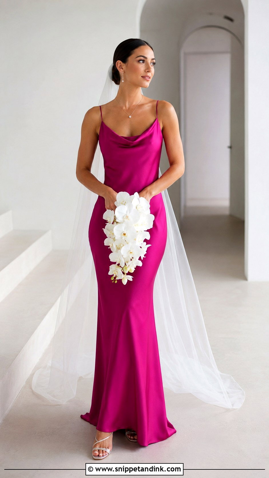 Magenta Minimalist Slip Wedding Dress - Snippet and Ink - 20 Magenta Wedding Dress Ideas