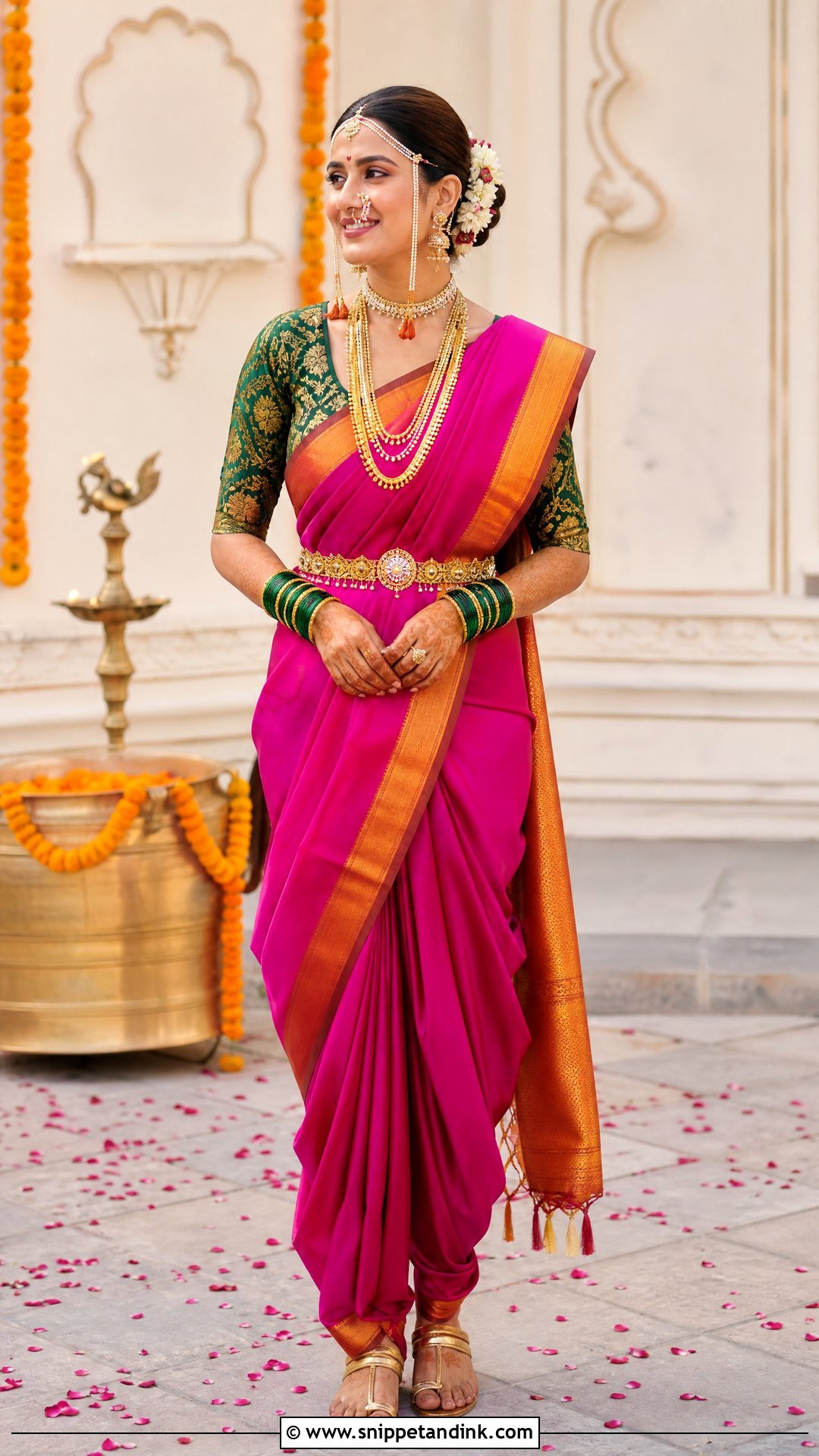 Magenta Nauvari Marathi Bride Look - Snippet and Ink - 20 Royal Marathi Bride Look Ideas
