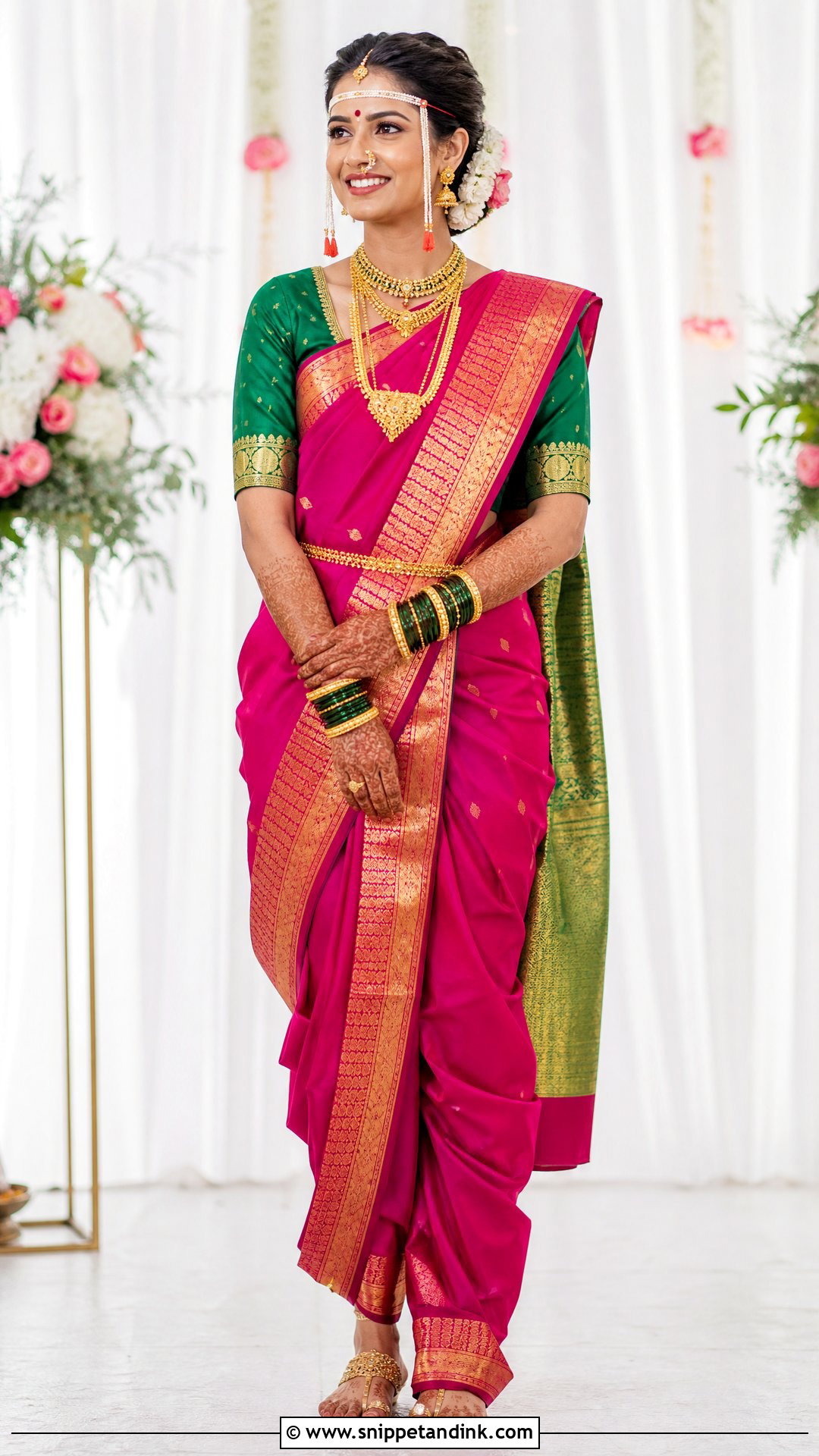 Magenta Nauwari Bride Look - Snippet and Ink - 25 Nauwari Bride Look Ideas