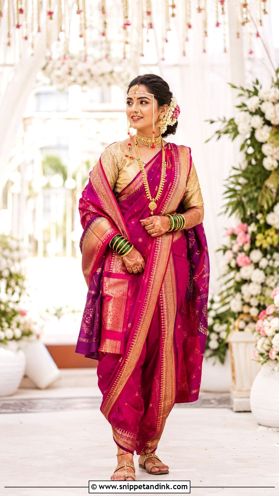 Magenta Navvari Bridal Look - Snippet and Ink - 30 Navvari Bridal Look Ideas
