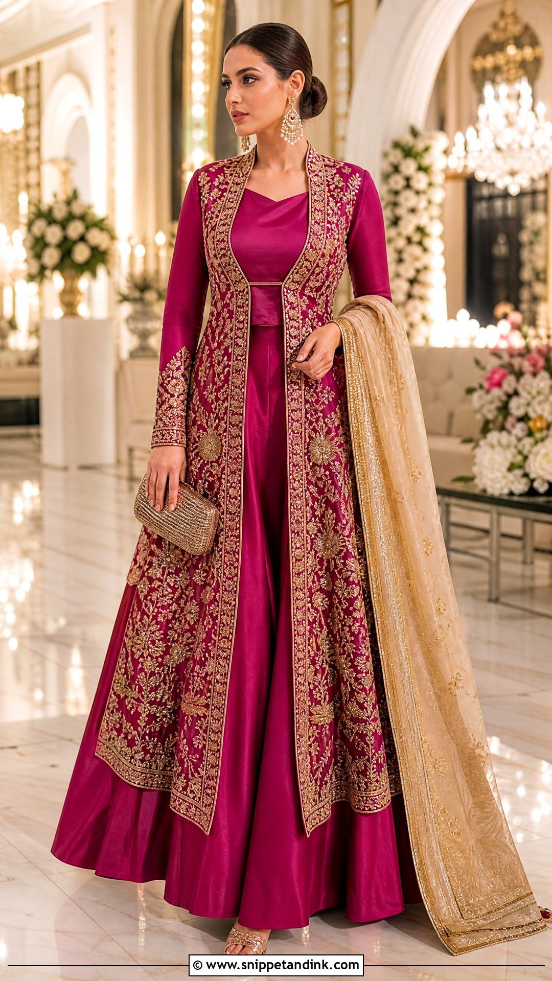 Magenta Pakistani Long Jacket Lehenga Dress - Snippet and Ink - 25 Pakistani Fancy Dresses for Wedding