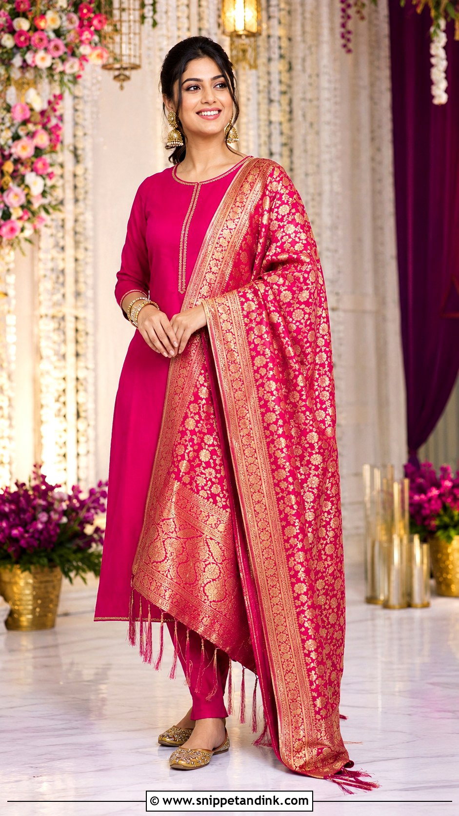 Magenta Plain Suit With Heavy Dupatta - Snippet and Ink - 30 Plain Suit with Heavy Dupatta Ideas