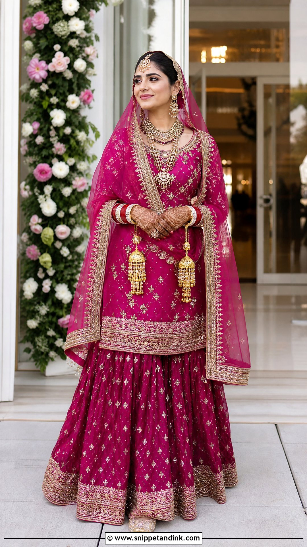 Magenta Punjabi Bridal Gharara - Snippet and Ink - 25 Sikh Wedding Dress Punjabi Bride Ideas