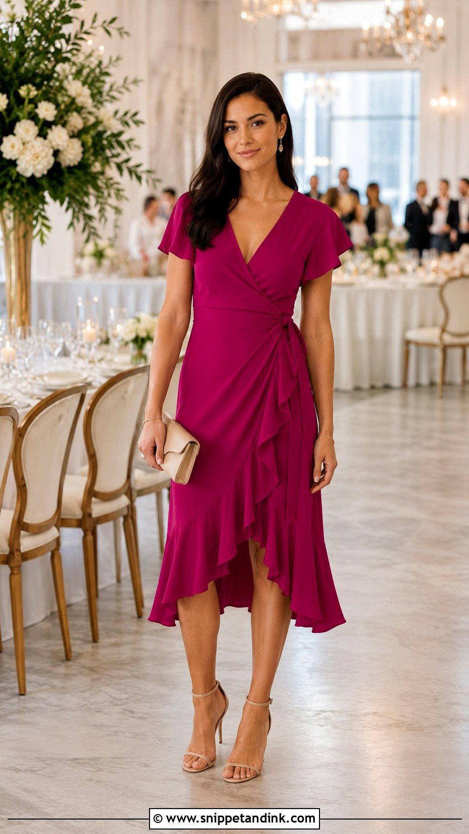 Magenta Ruffle Dress Wedding Outfit - Snippet and Ink - 25 Magenta Dress Outfit Wedding Ideas