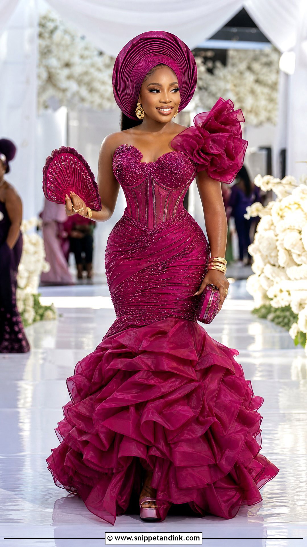 Magenta Ruffle Veekee James Traditional Wedding Dress - Snippet and Ink - 20 Veekee James Traditional Wedding Dress Ideas
