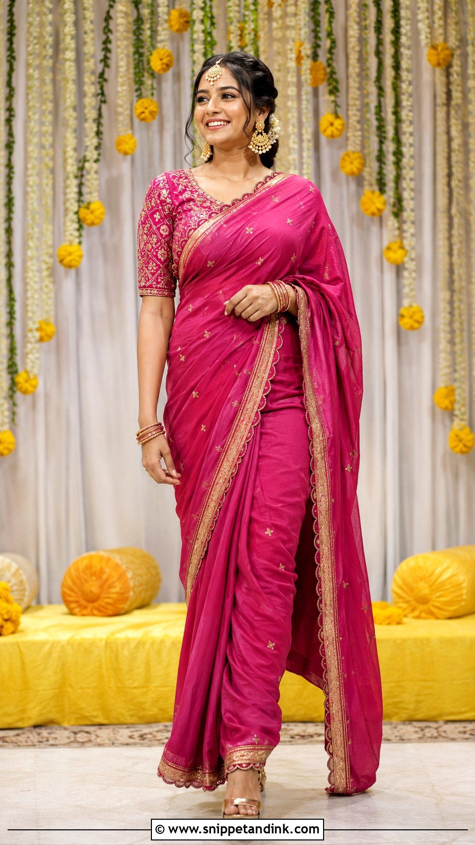 Magenta Saree Dholki Dress - Snippet and Ink - 20 Dholki Dress for Bride Ideas