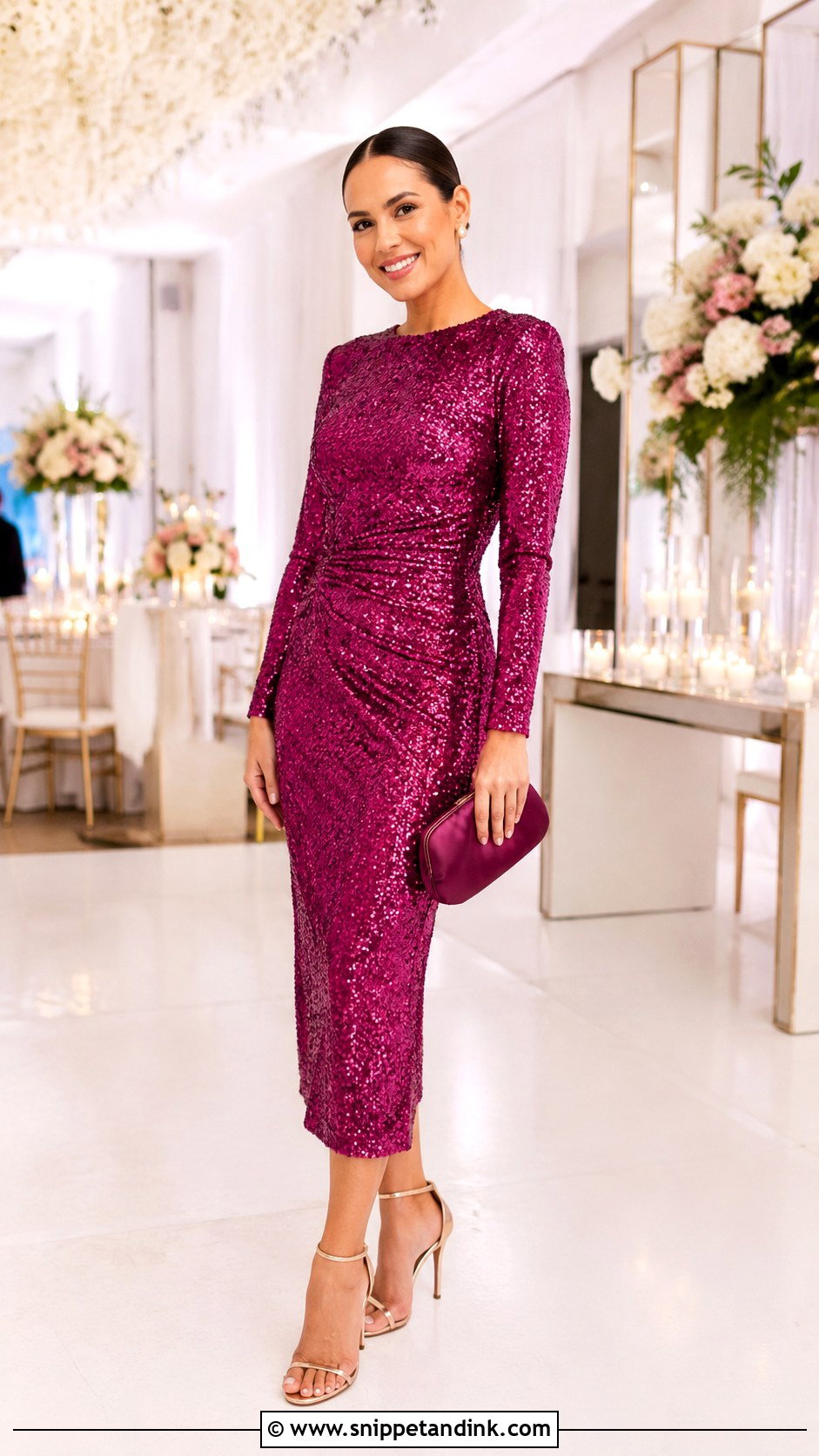 Magenta Sequin Dress Wedding Outfit - Snippet and Ink - 25 Magenta Dress Outfit Wedding Ideas