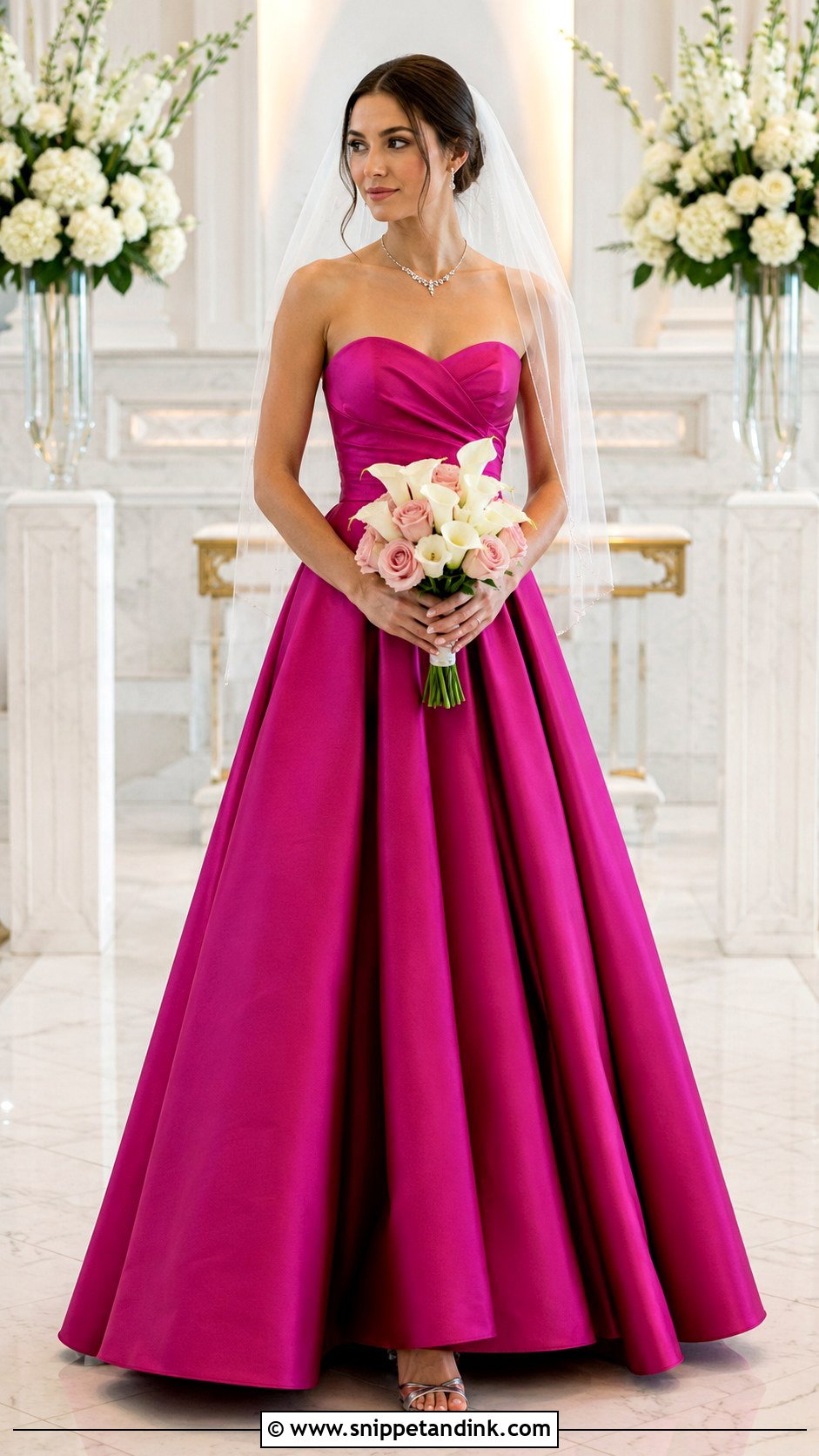 Magenta Strapless Wedding Dress - Snippet and Ink - 20 Magenta Wedding Dress Ideas