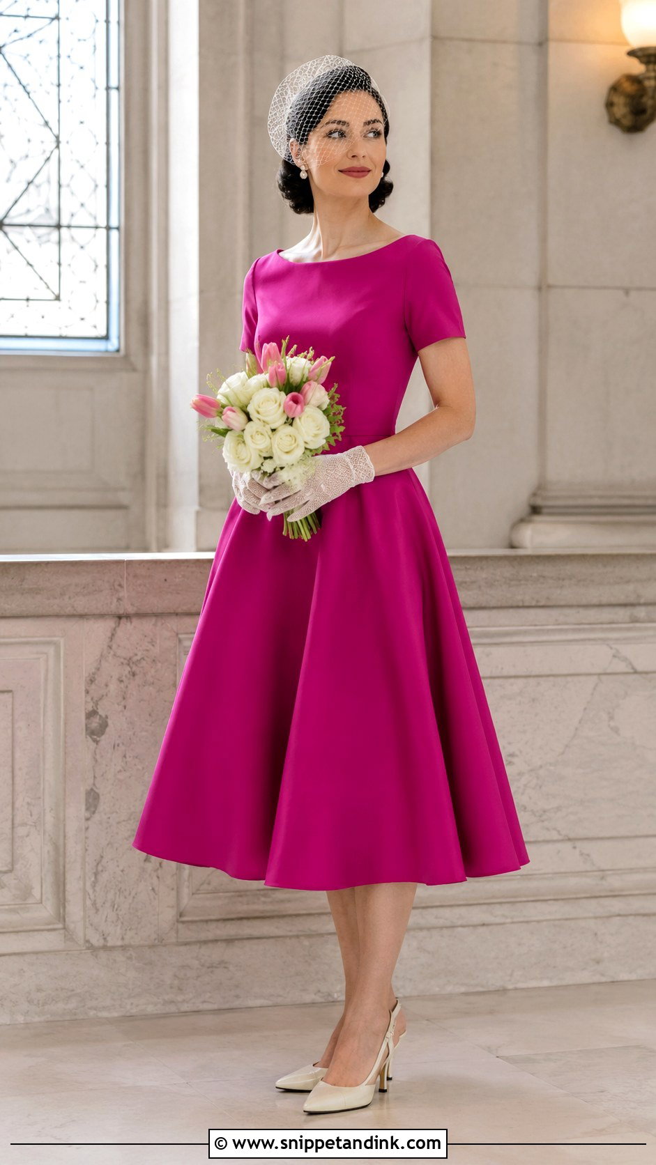 Magenta Tea Length Wedding Dress - Snippet and Ink - 20 Magenta Wedding Dress Ideas