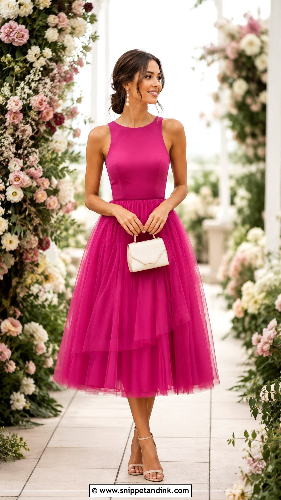 Magenta Tulle Dress Wedding Outfit - Snippet and Ink - 25 Magenta Dress Outfit Wedding Ideas