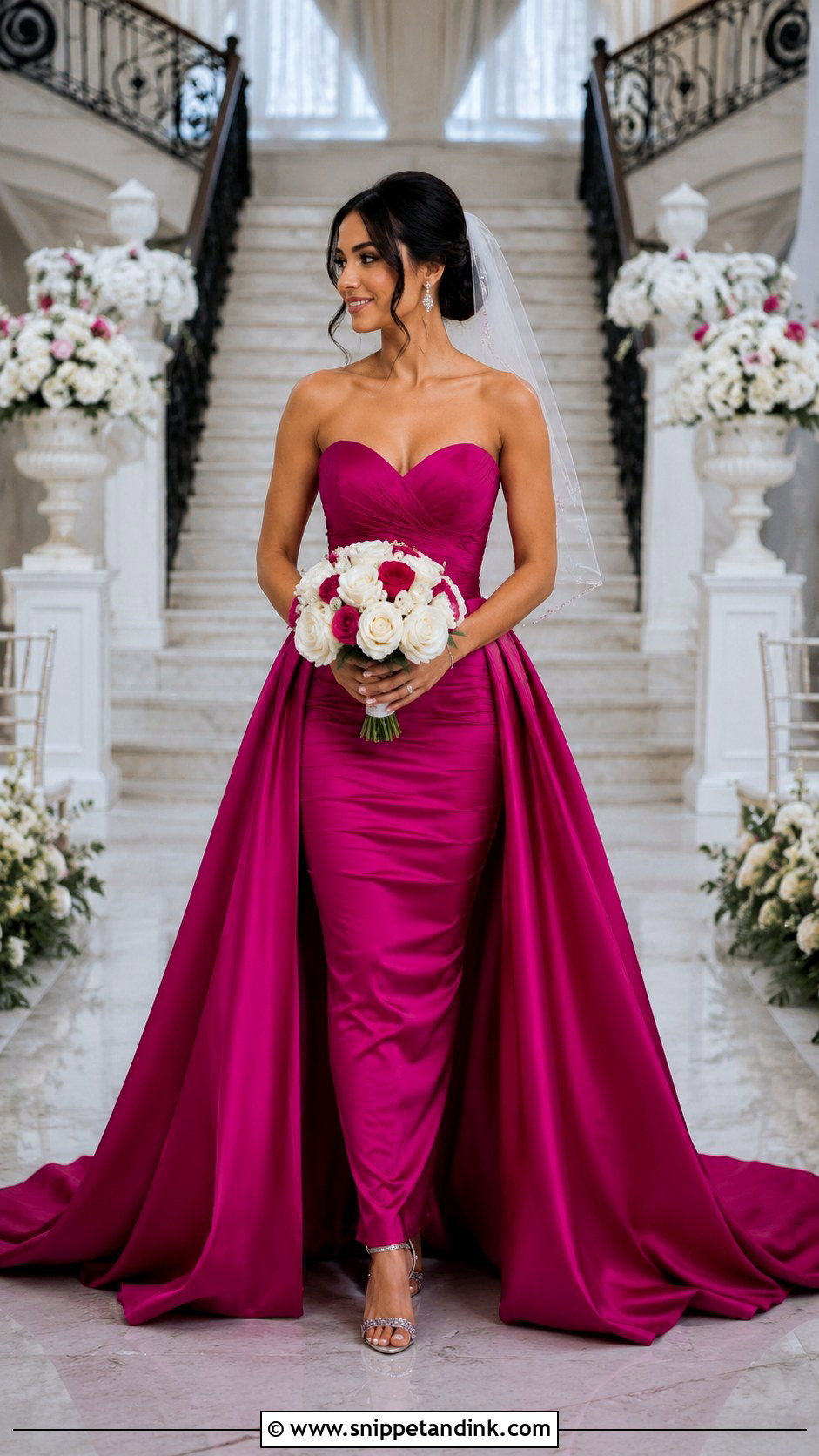 Magenta Wedding Dress With Detachable Train - Snippet and Ink - 20 Magenta Wedding Dress Ideas