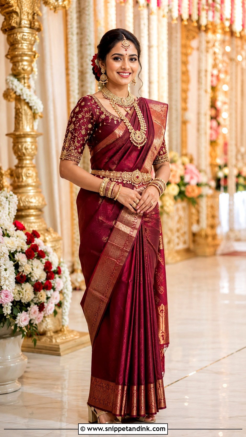 Maggam Work Wedding Blouse With Bridal Saree - Snippet and Ink - 20 Wedding Blouse Designs