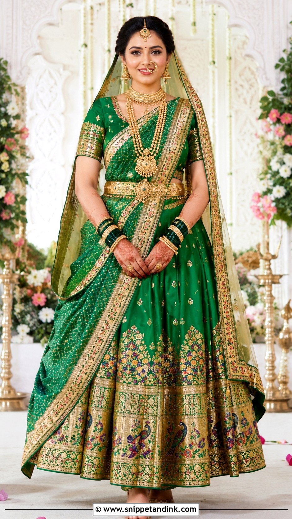 Maharashtrian Bridal Lehenga With Nath Look - Snippet and Ink - 25 Maharashtrian Wedding Look Ideas