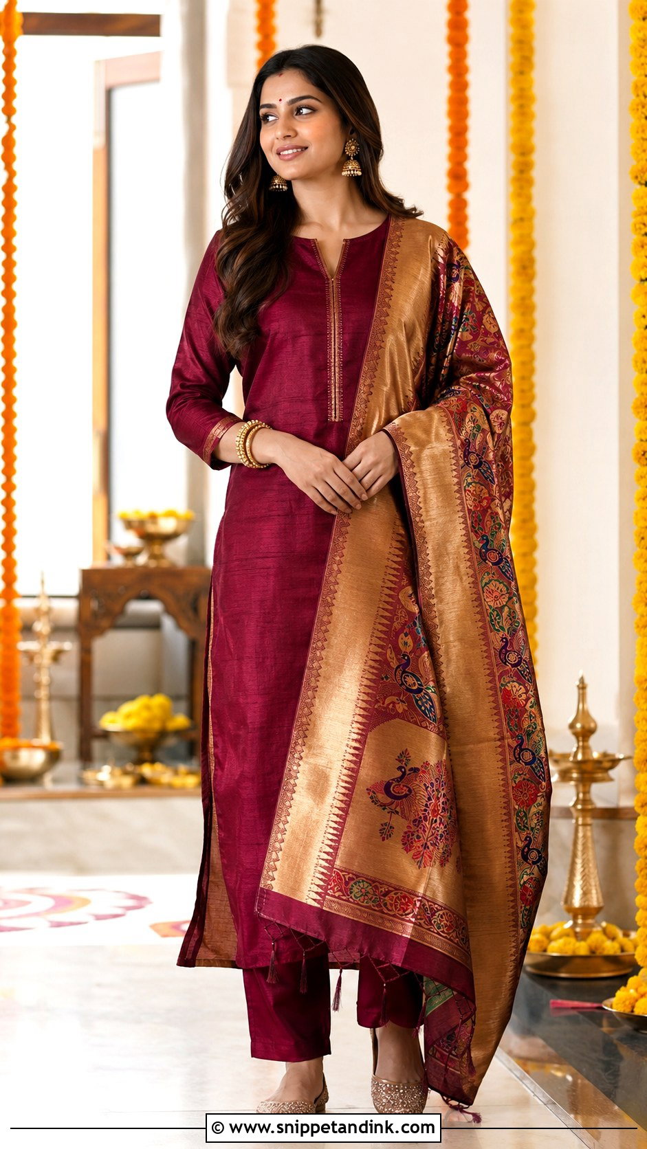 Maharashtrian Kurta Dupatta Wedding Look - Snippet and Ink - 25 Maharashtrian Wedding Look Ideas