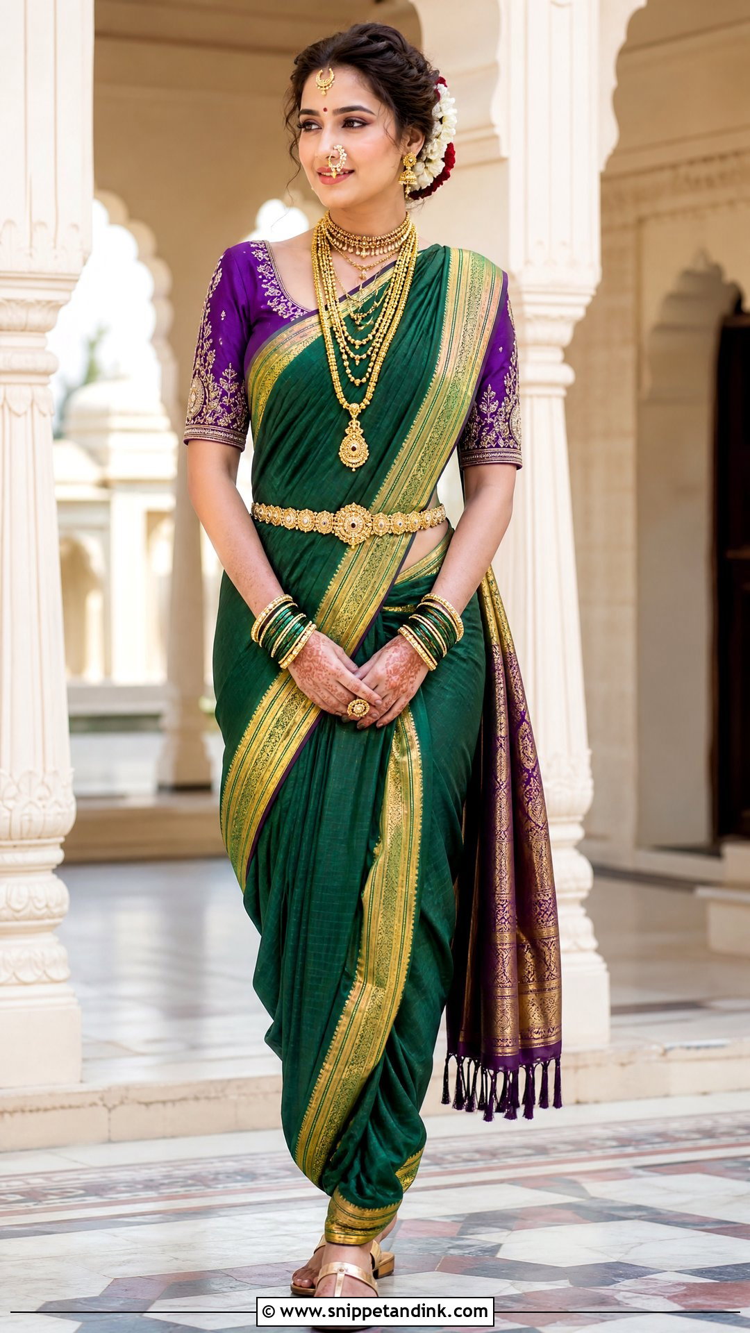 Maharashtrian Nauvari Bridal Saree - Snippet and Ink - 20 Indian Wedding Bridal Outfits