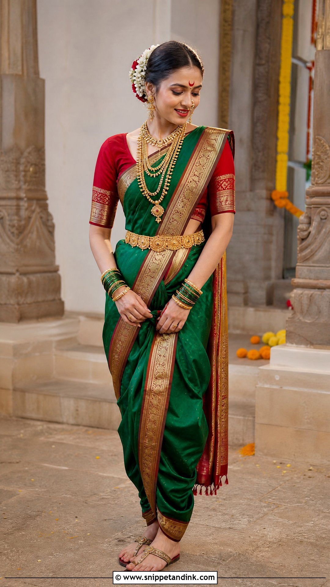 Maharashtrian Nauvari Indian Bridal Saree - Snippet and Ink - 20 Indian Bridal Wedding Dresses