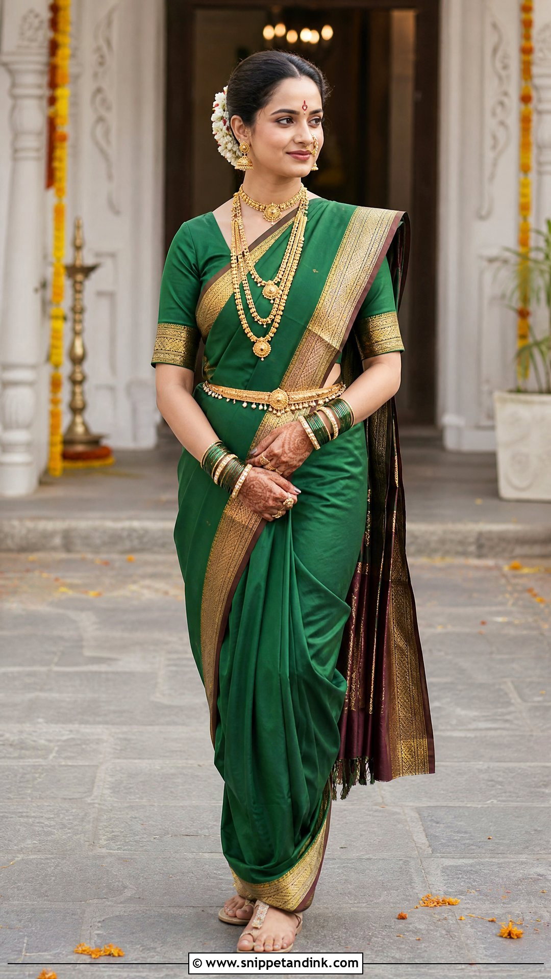 Maharashtrian Nauvari Saree Wedding Look - Snippet and Ink - 25 Traditional Dress for Wedding Ideas
